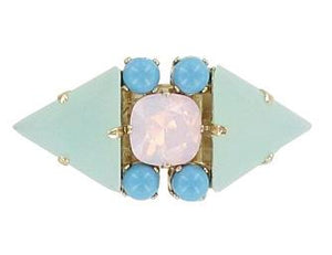 Pale Blue and Mint Adjustable Miami Ring Jewellery Philippe Ferrandis 
