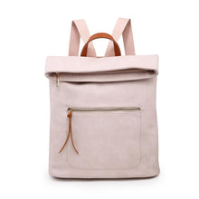 Load image into Gallery viewer, Pale Pink Fold Over Canvas Style Rucksack Accessories House of Milan 
