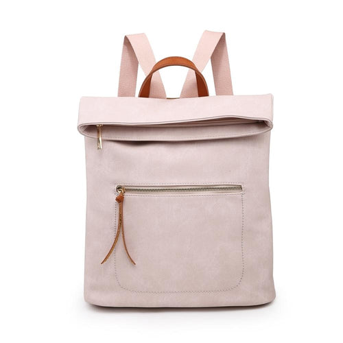 Pale Pink Fold Over Canvas Style Rucksack Accessories House of Milan 