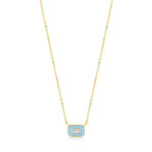 Powder Blue Enamel Emblem Gold Necklace Jewellery Ania Haie 