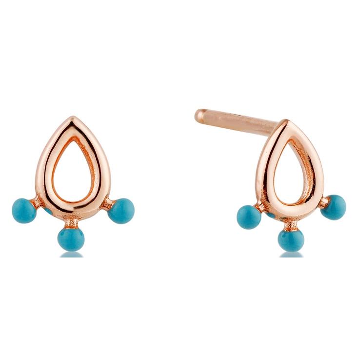 Rose Gold Dotted Raindrop Stud Earrings Jewellery Ania Haie 