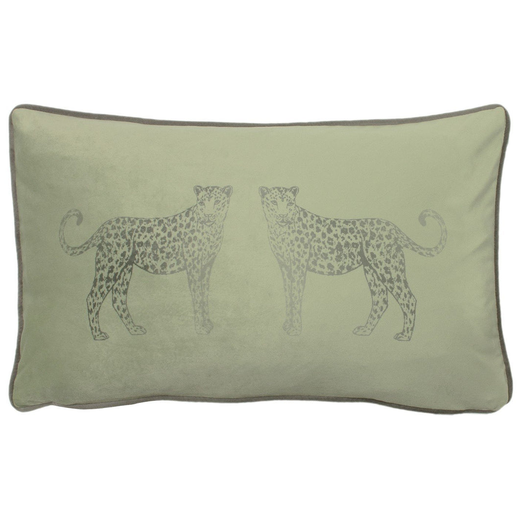 Sage Green Leopard Cushion Soft Furnishing Riva Home 