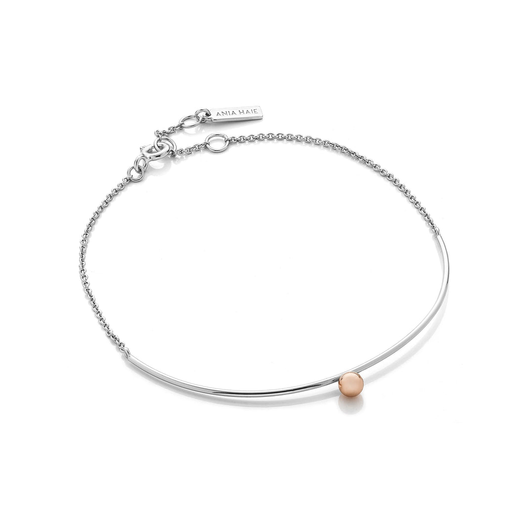 Silver and Rose Gold Solid Bar Bracelet Ania Haie 