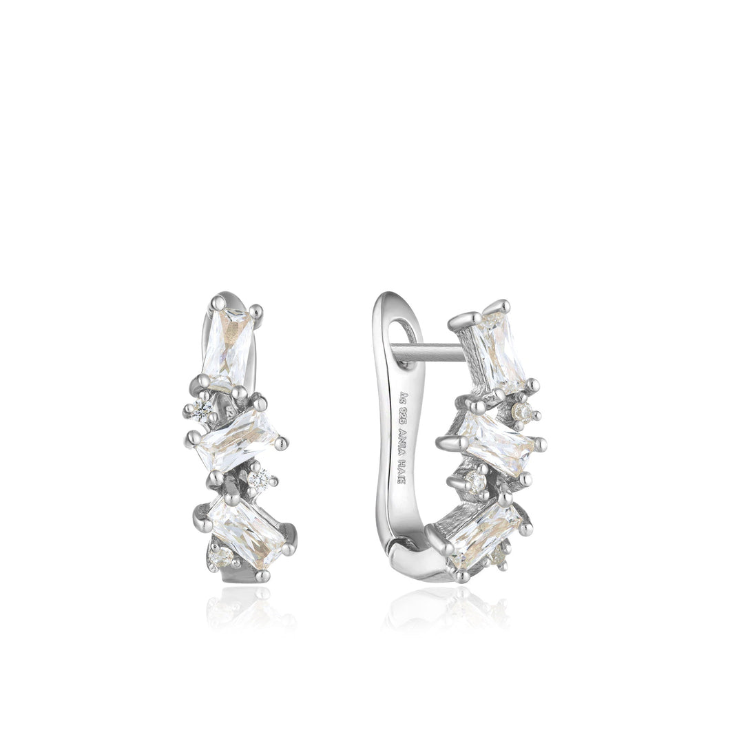 Silver Cluster Huggie Earrings Jewellery Ania Haie 