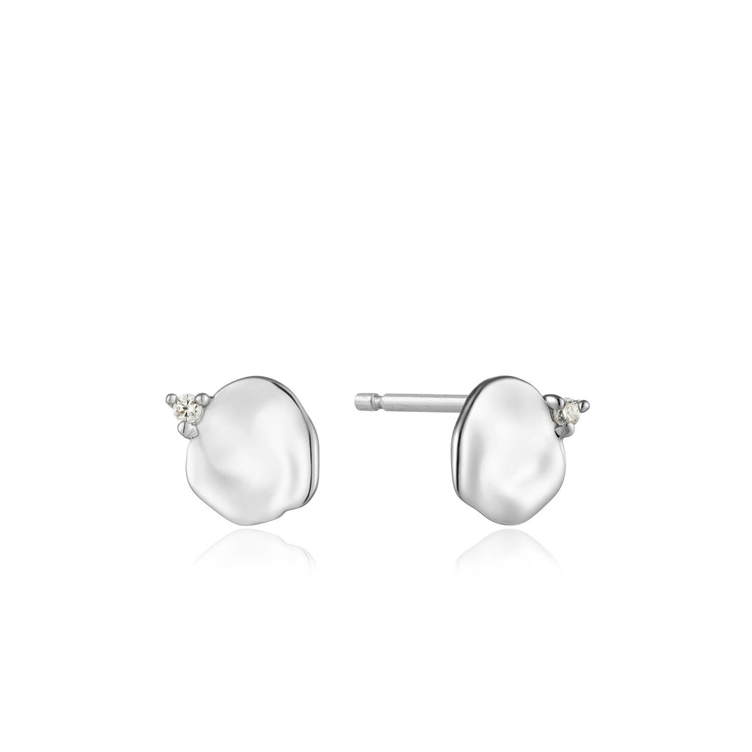 Silver Crush Disc Stud Earrings Jewellery Ania Haie 