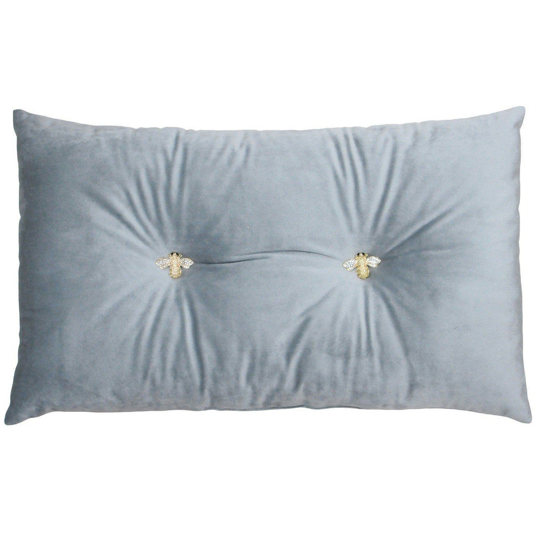Silver Cushion with Bee Detail Soft Furnishing Riva Home 