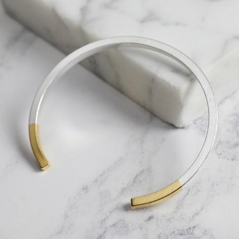 Silver Dipped in Gold Bar Bangle Jewellery Lisa Angel 