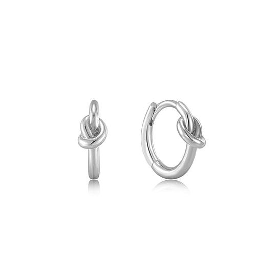 Silver Knot Huggie Hoop Earrings Jewellery Ania Haie 