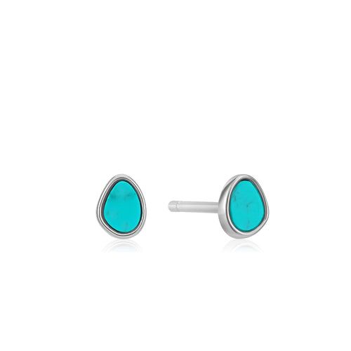 Silver Tidal Turquoise Stud Earrings Jewellery Ania Haie 