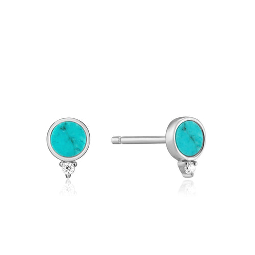 Silver Turquoise Stud Earrings Jewellery Ania Haie 