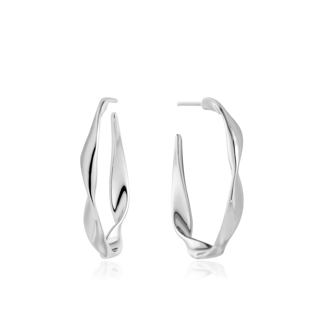 Silver Twist Hoop Earrings Jewellery Ania Haie 