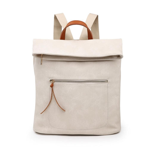 Stone Fold Over Canvas Style Rucksack Accessories House of Milan 