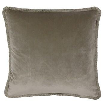 Taupe Velvet Frayed Edge Cushion Soft Furnishing Riva Home 
