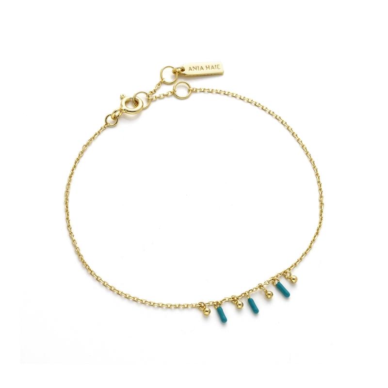Turquoise and Gold Dotted Drop Bracelet Jewellery Velvet and Parade 