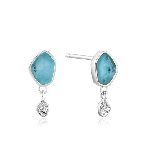 Turquoise Drop Silver Stud Earrings Jewellery Ania Haie 