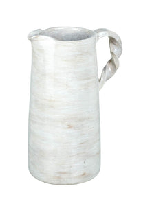 Twisted Handle Distressed White Pitcher Homeware Parlane 